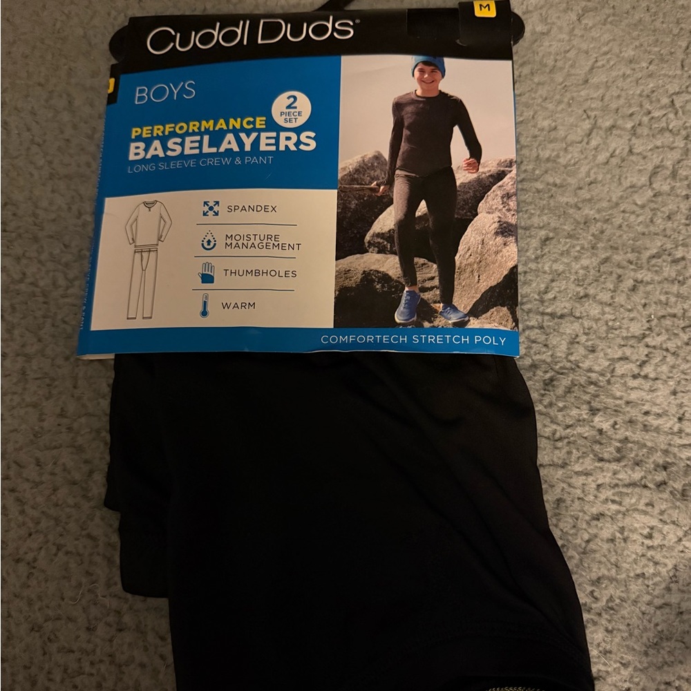 Cuddl Duds Black Performance Baselayers for Boys